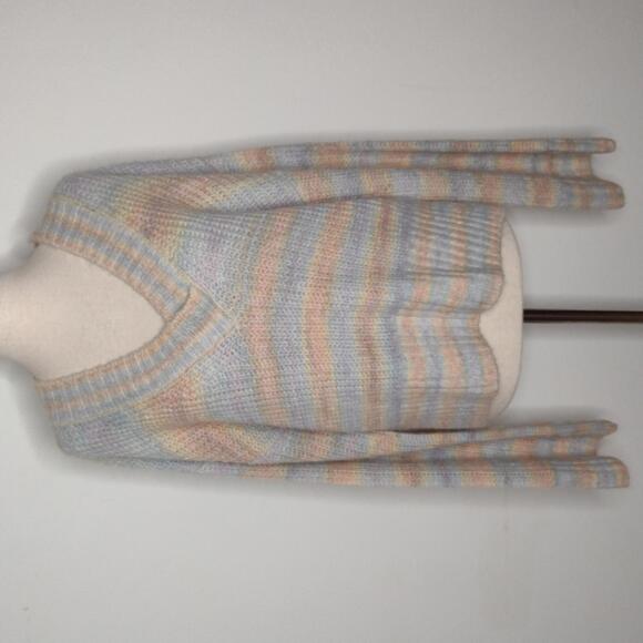 Guess Sweaters - Guess Pastel Striped V-Neck Sweater in Blue, Pink, Yellow